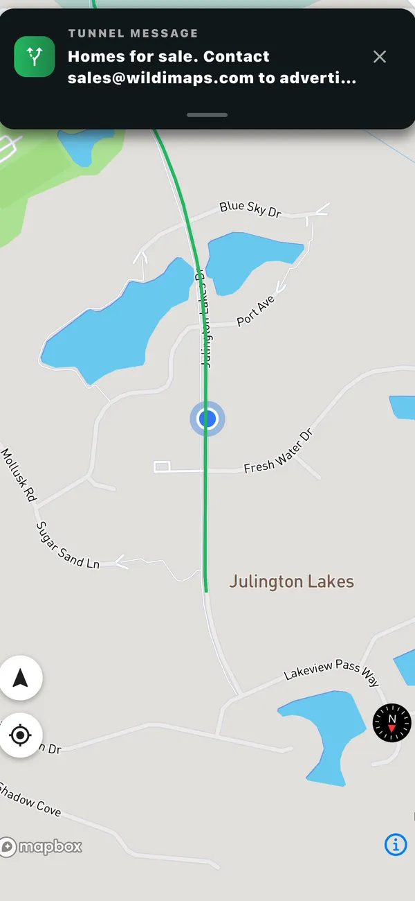 The WilDi member app: a map with a highlighted route and a WilDi house offer banner
